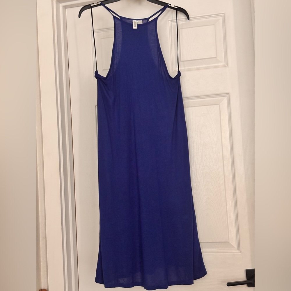 Blue Sleeveless Swing Dress